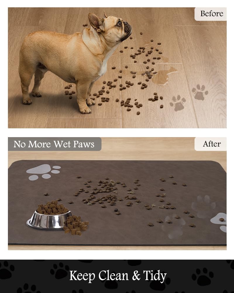 PADOOR quick-dry pet mat reduces moisture around bowls.