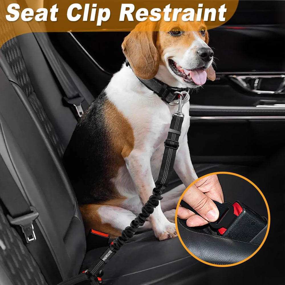 Paercute dog car seatbelt elastic buffer demonstrates smoother stops and comfortable movement.