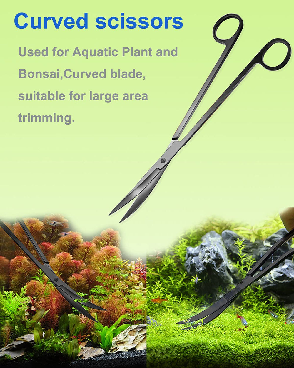 PAFOWO curved scissors for bonsai style trimming with thick blades and safety cap