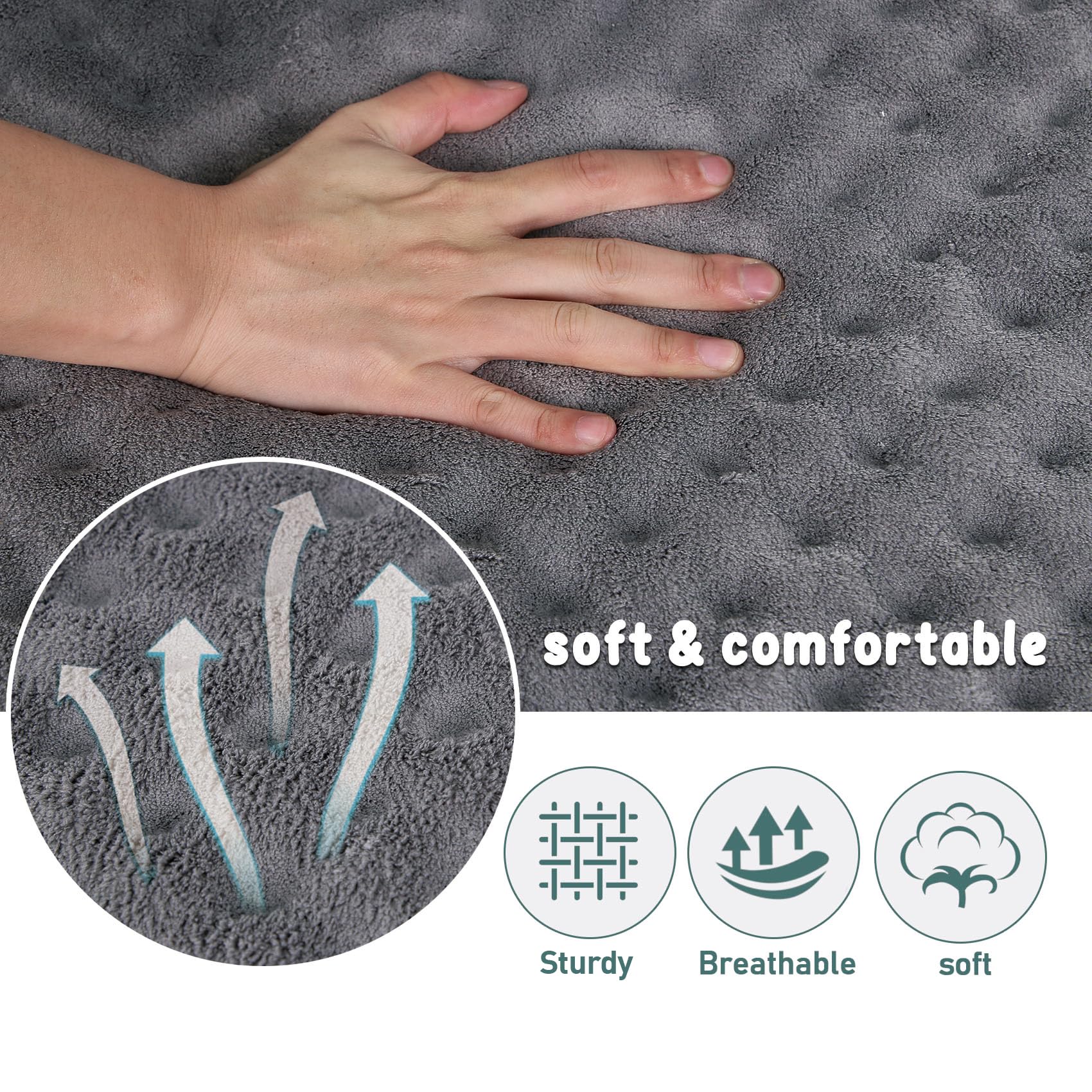 PAGGED dog crate pad microfiber texture closeup emphasizes softness and breathability.