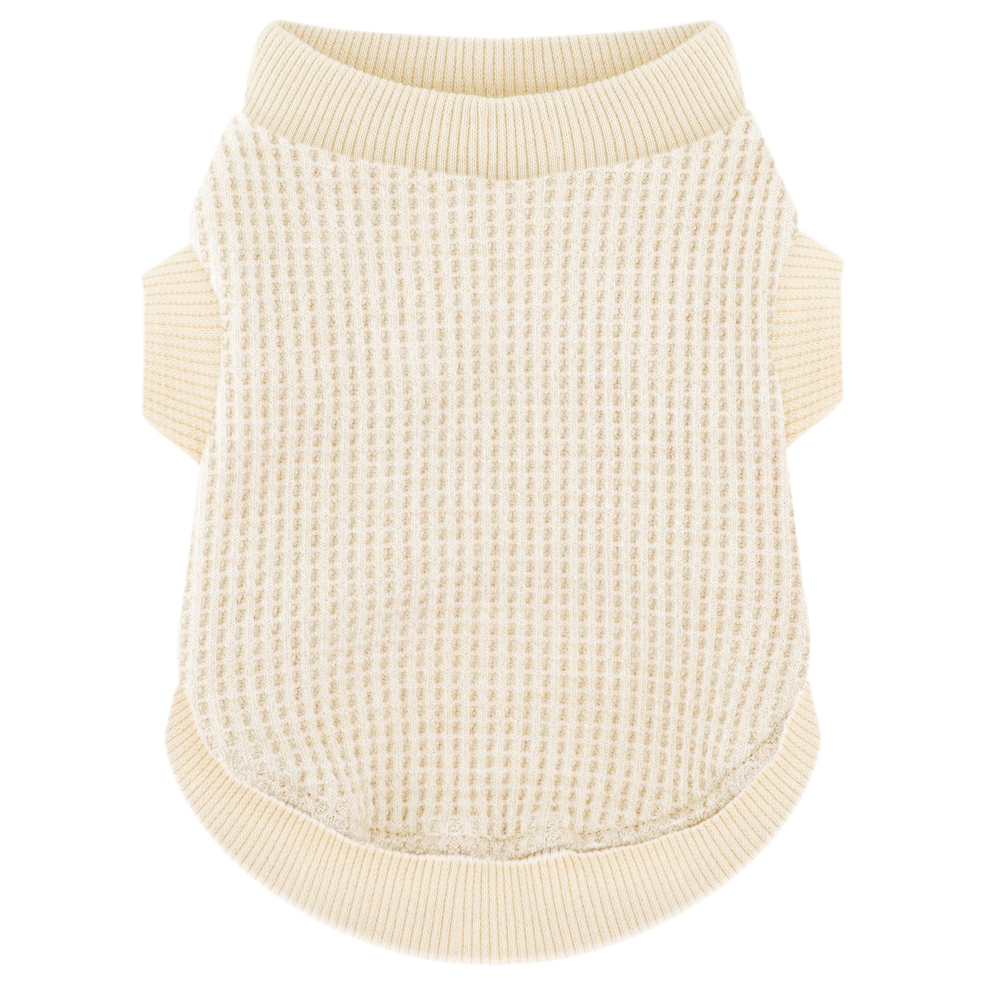 Paiaite Cozy Dog Shirt front view in beige highlights easy-on design for small breeds.