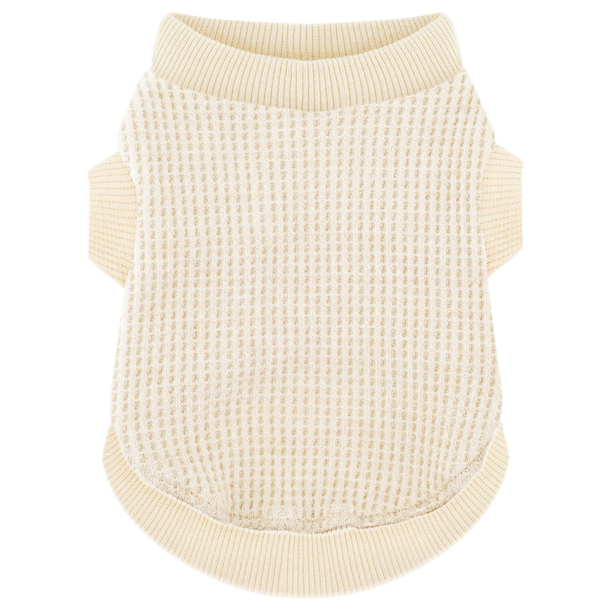 Paiaite Cozy Dog Shirt front view in beige highlights easy-on design for small breeds.