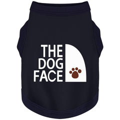 Paiaite dog-face-print-shirt dark blue front view for daily walks