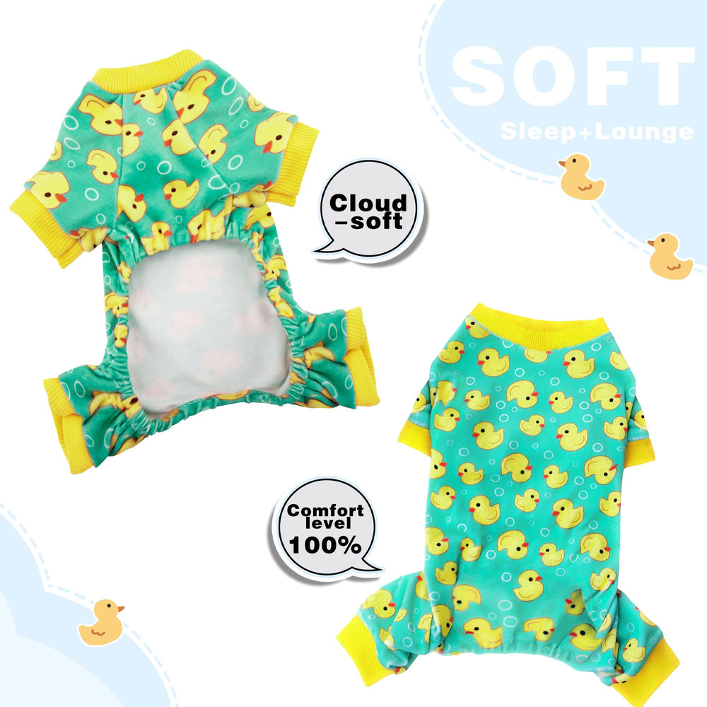Stretchy Paiaite dog pajamas fabric allows free movement for lounging and play