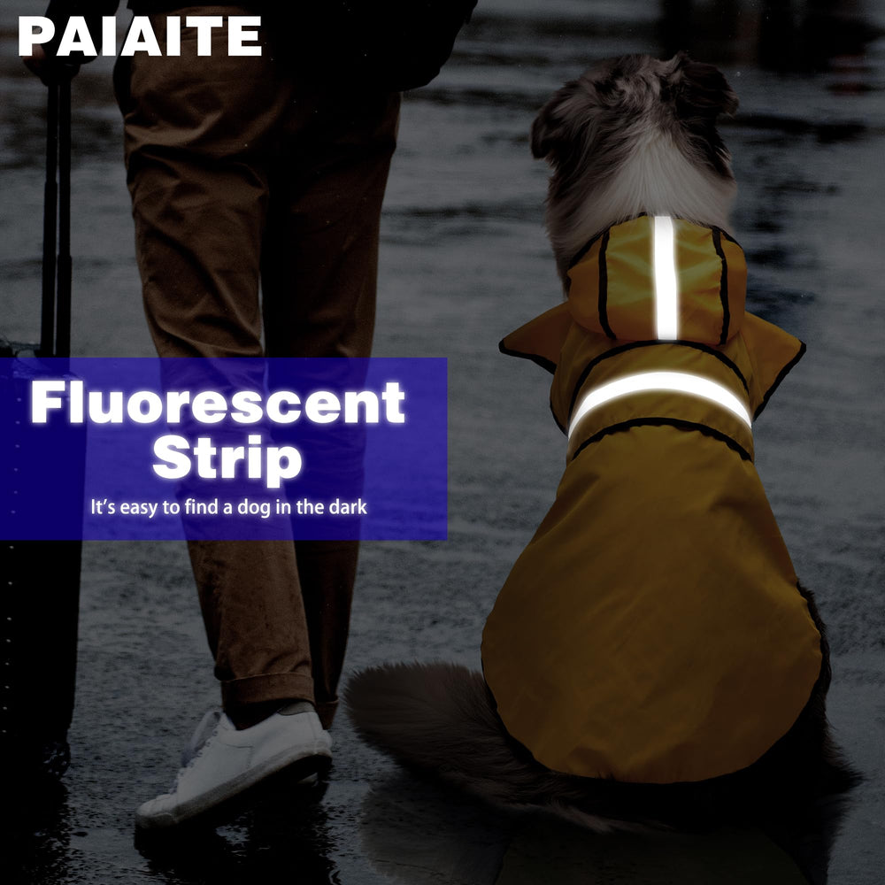 Paiaite dog raincoat waterproof fabric protects against rain and wind.