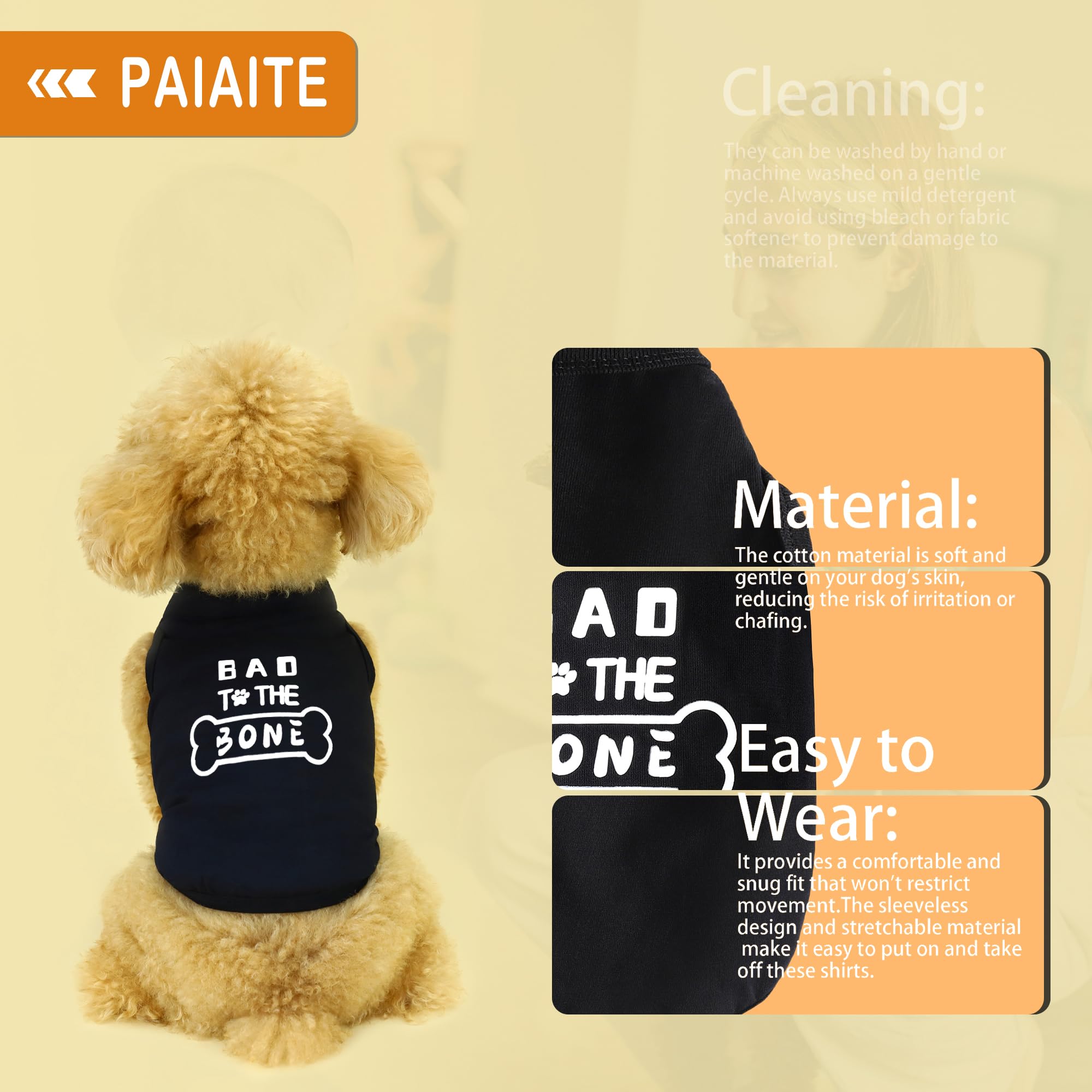 Paiaite dog shirt sleeveless design demonstrates easy wear and full range of movement