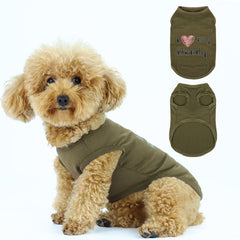Paiaite Expressive Pet Vest olive green front view shows sleeveless comfort for easy wearing on walks.