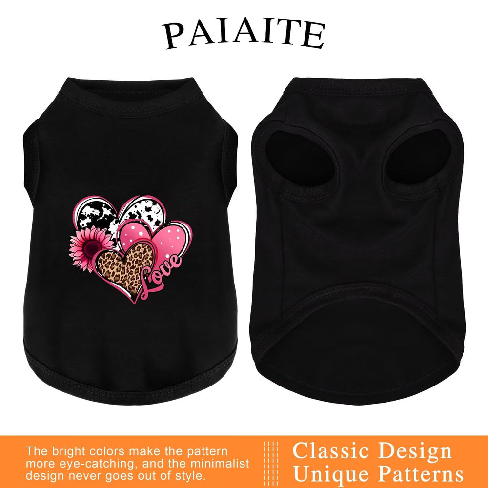 Paiaite heart and love print dog shirt adds stylish appeal for park outings.