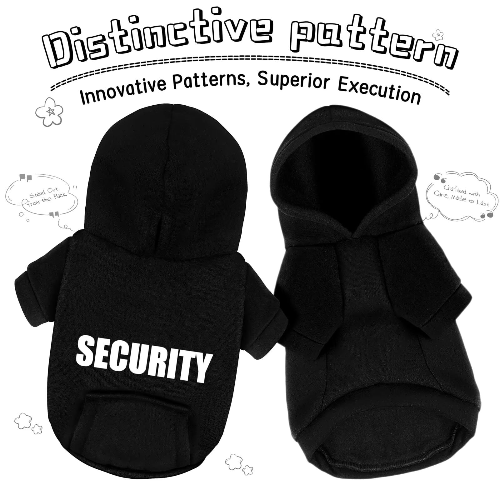 Paiaite hemp grey Chihuahua hoodie with Security print offers stylish daily wear for dogs.