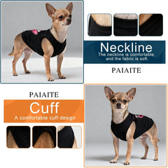 Paiaite lightweight breathable dog vest in black helps keep pets cool.