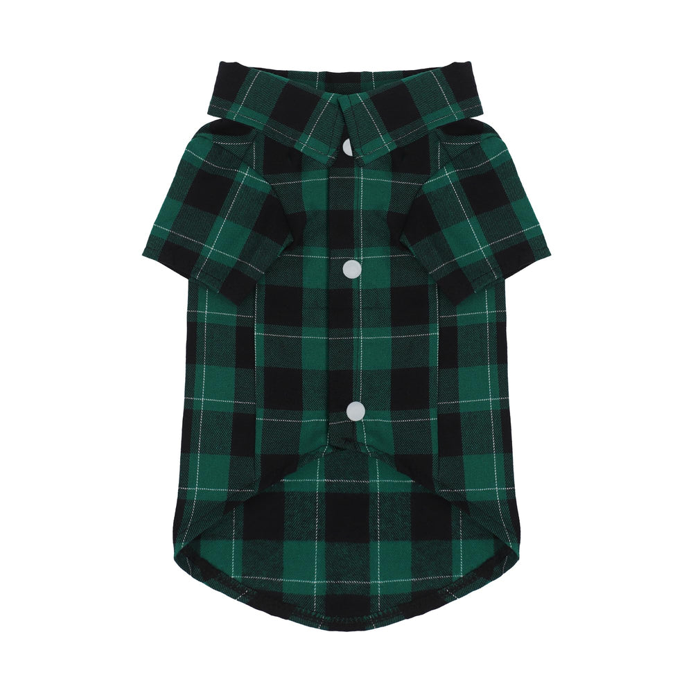 Paiaite plaid dog shirt close-up of classic checkered pattern for timeless elegance