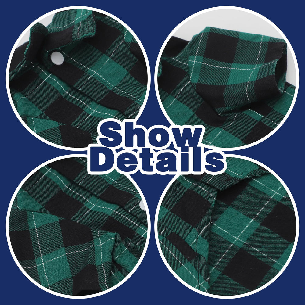 Paiaite plaid dog shirt cotton fabric detail highlights breathable comfort on hot days
