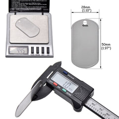 Paialco blank dog tags side view shows rolled edges for authentic military style.