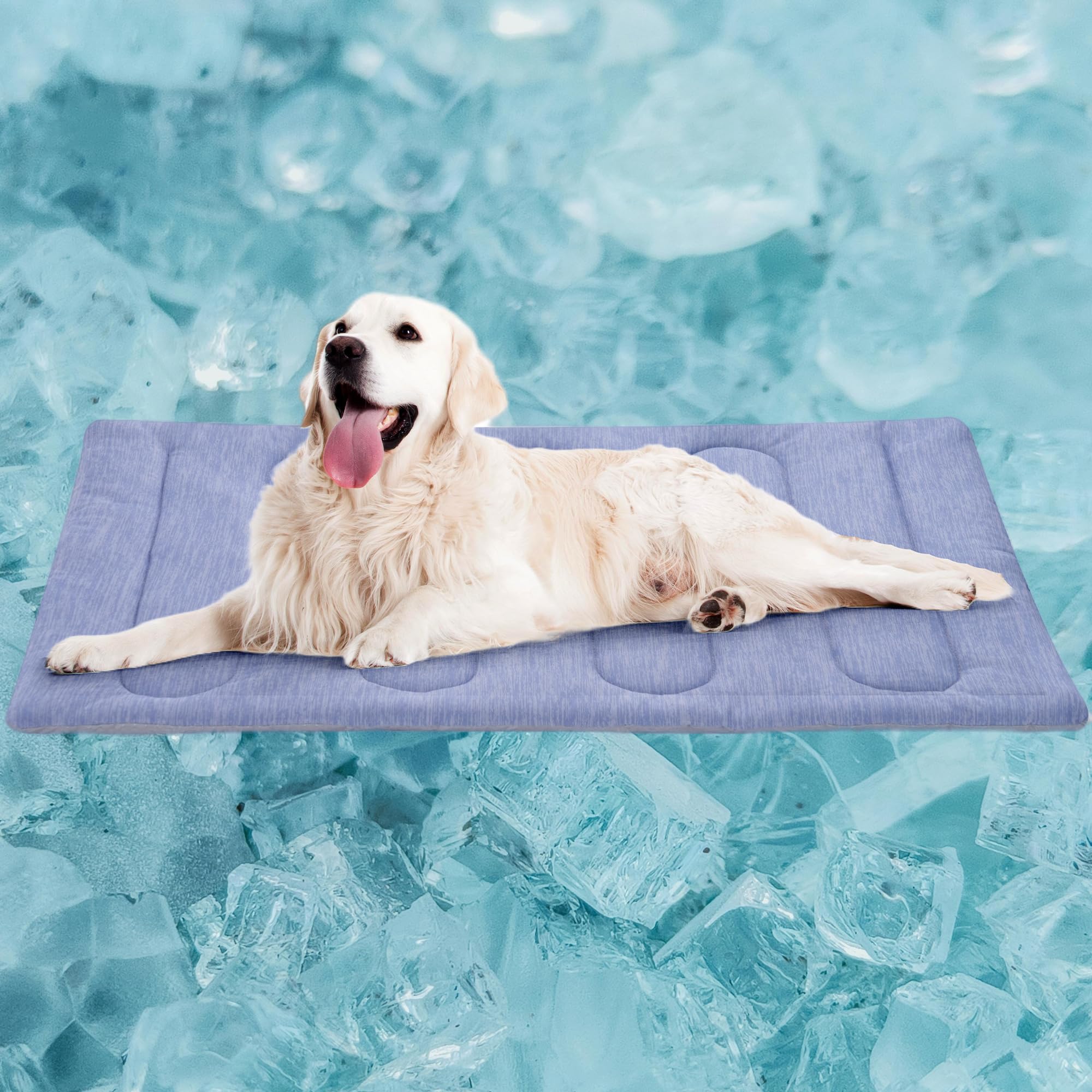 PAIGTEK cooling mat for large dogs folded for storage and portability.