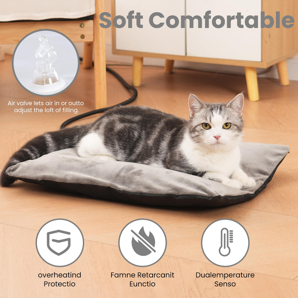 PAIGTEK heated pet bed with AC power option for flexible outdoor use.
