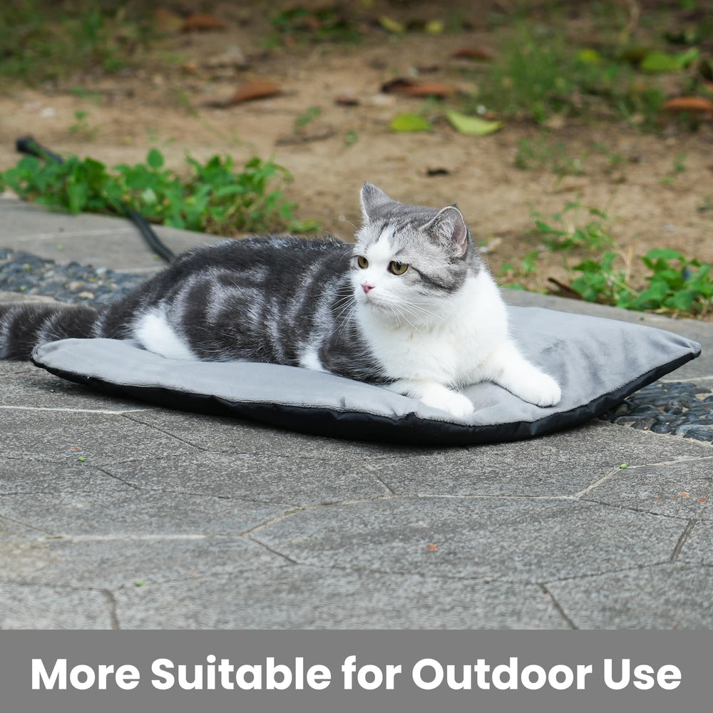 PAIGTEK 16x12 inch bed on porch offers cozy retreat for dogs and cats.