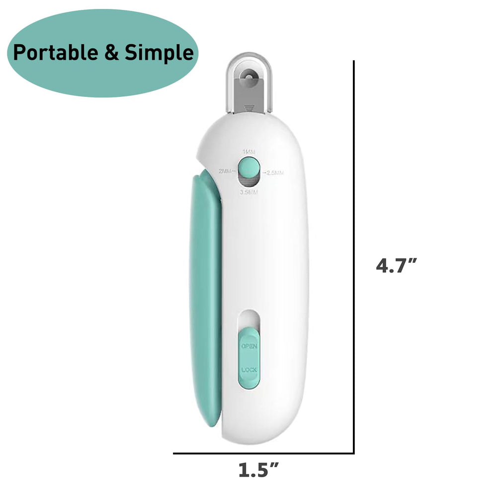 Paioxerty cat nail clipper shows built-in debris storage to keep grooming space tidy.