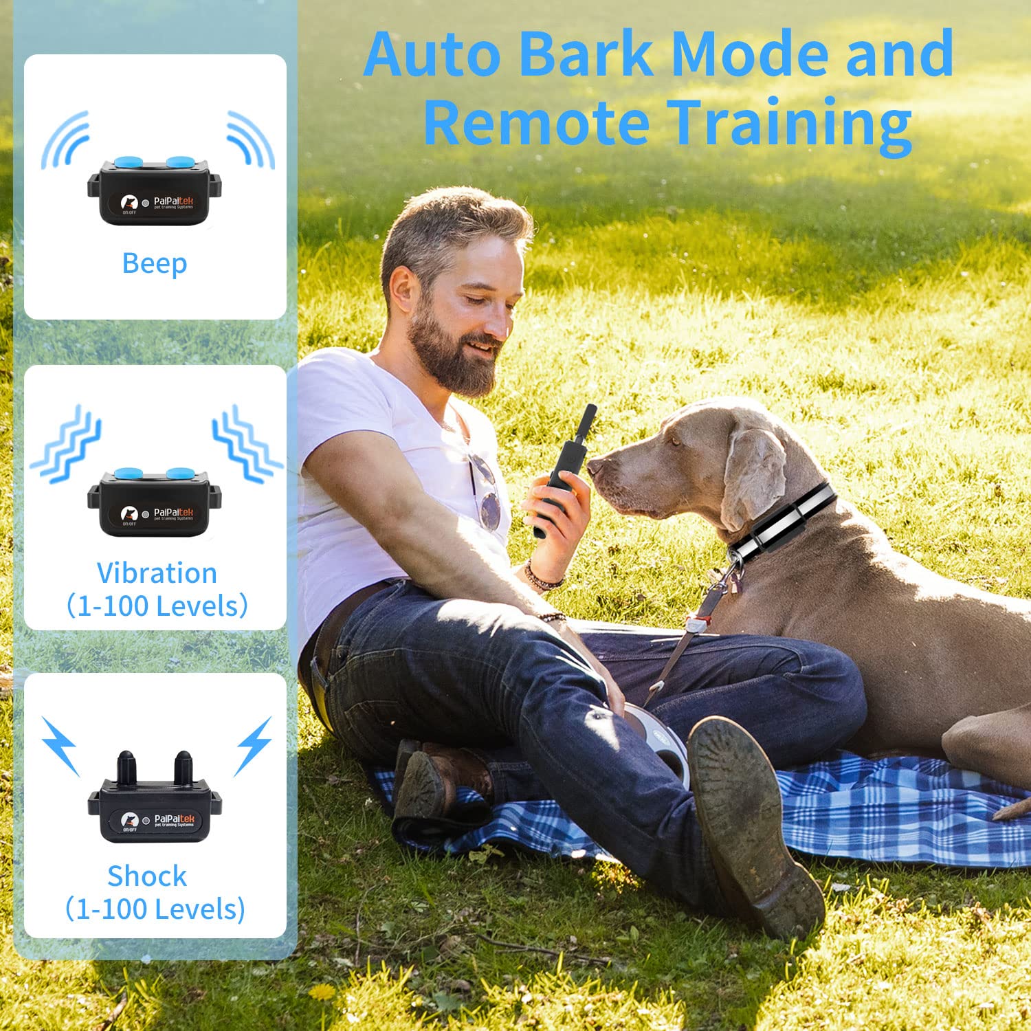 PaiPaitek bark collar remote handheld control for quick mode switching