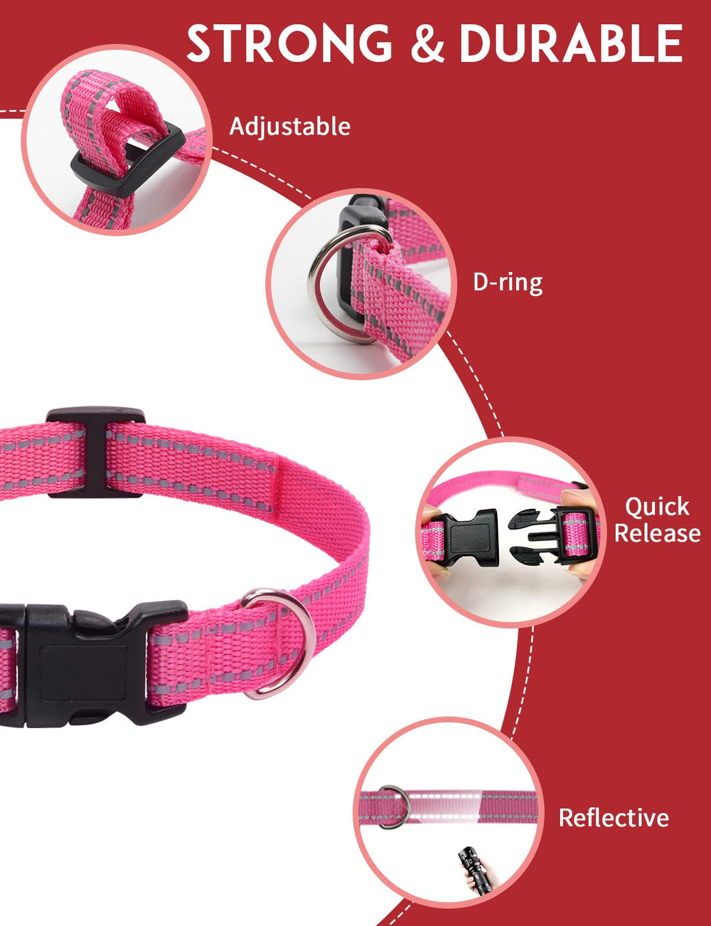 PaiPaitek collar featuring safety reflective strips for night visibility and safety