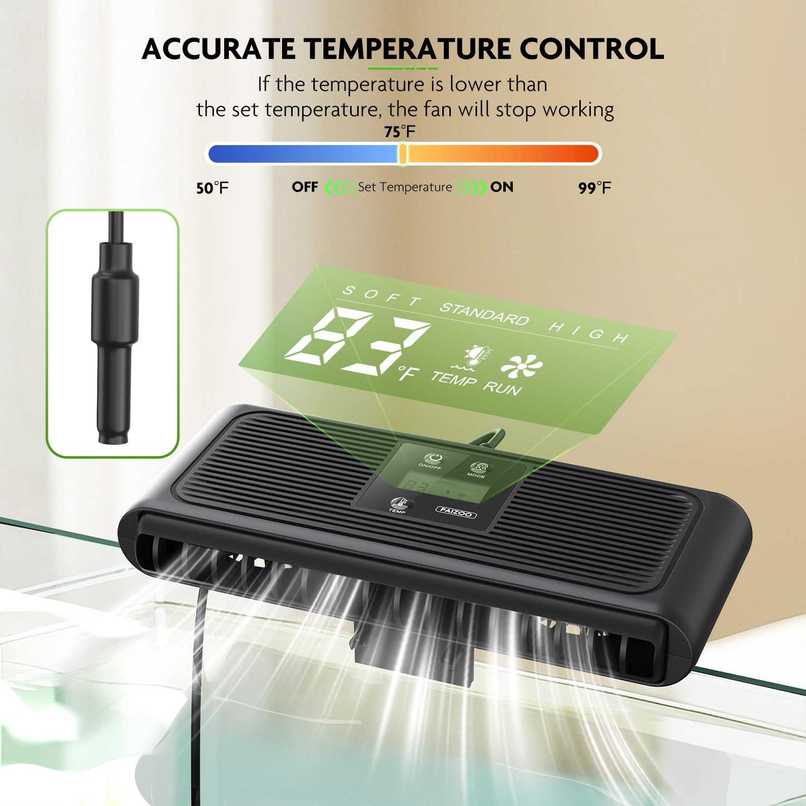 PAIZOO Aquarium Chiller Fan dual copper-motor design delivers quiet, strong airflow