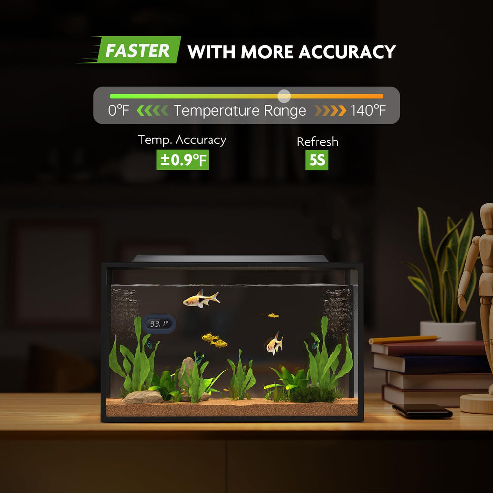 PAIZOO digital aquarium thermometer shows current water temperature clearly