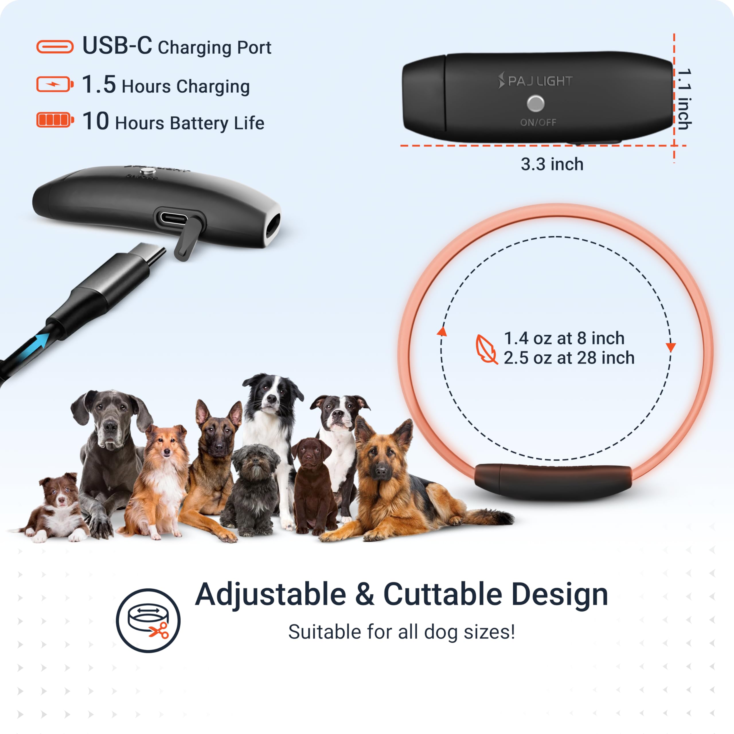 PAJ Light multicolor flashing mode enhances daytime and dusk visibility.