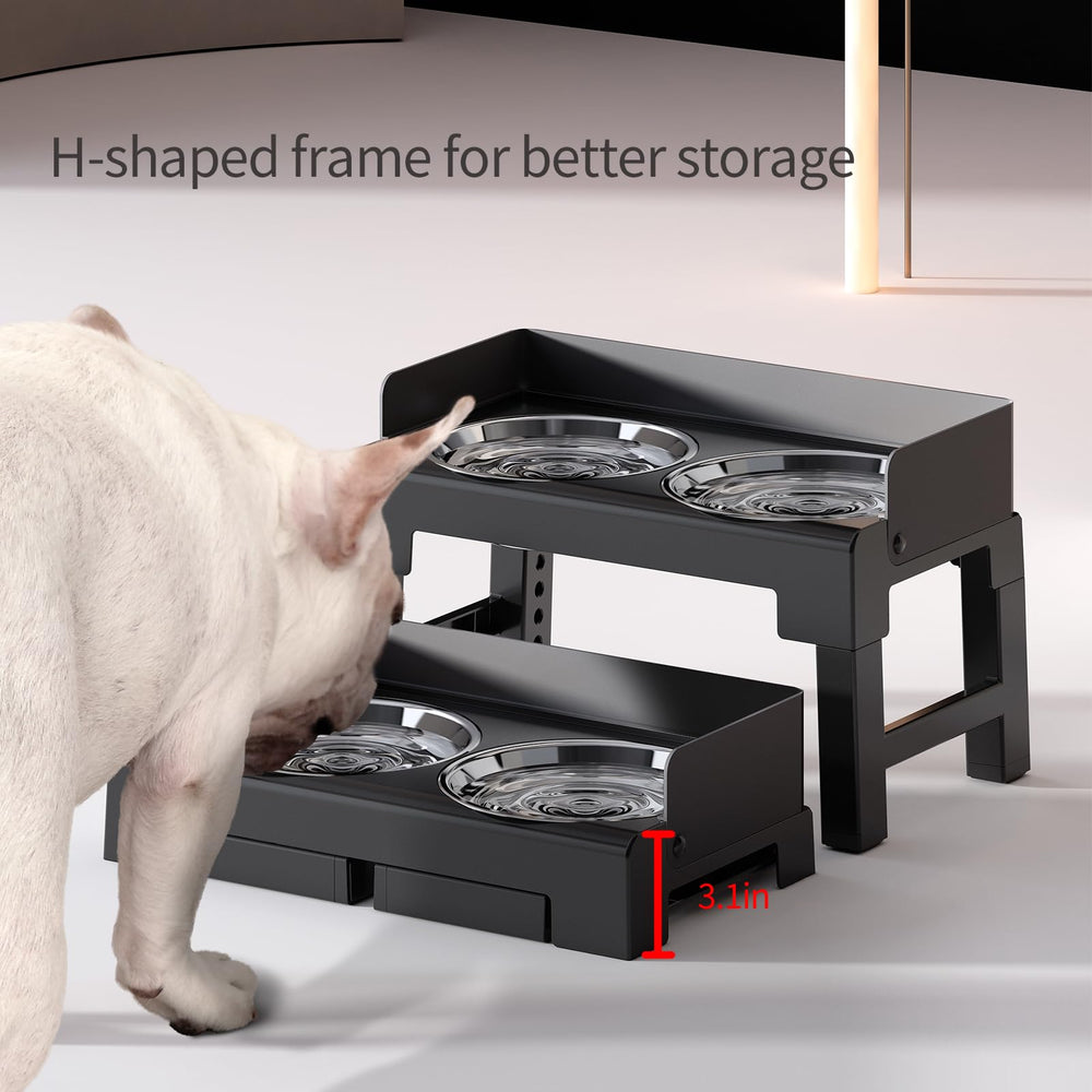 PAKEWAY height adjustment range image illustrates versatile heights from small to large dogs