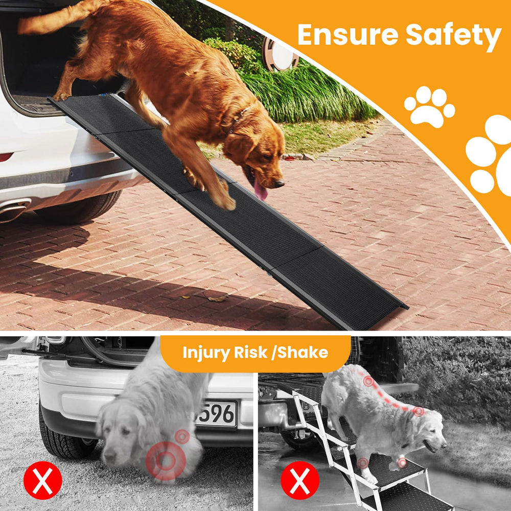 PALATALA dog ramp anti-slip-texture provides secure footing during climbs.