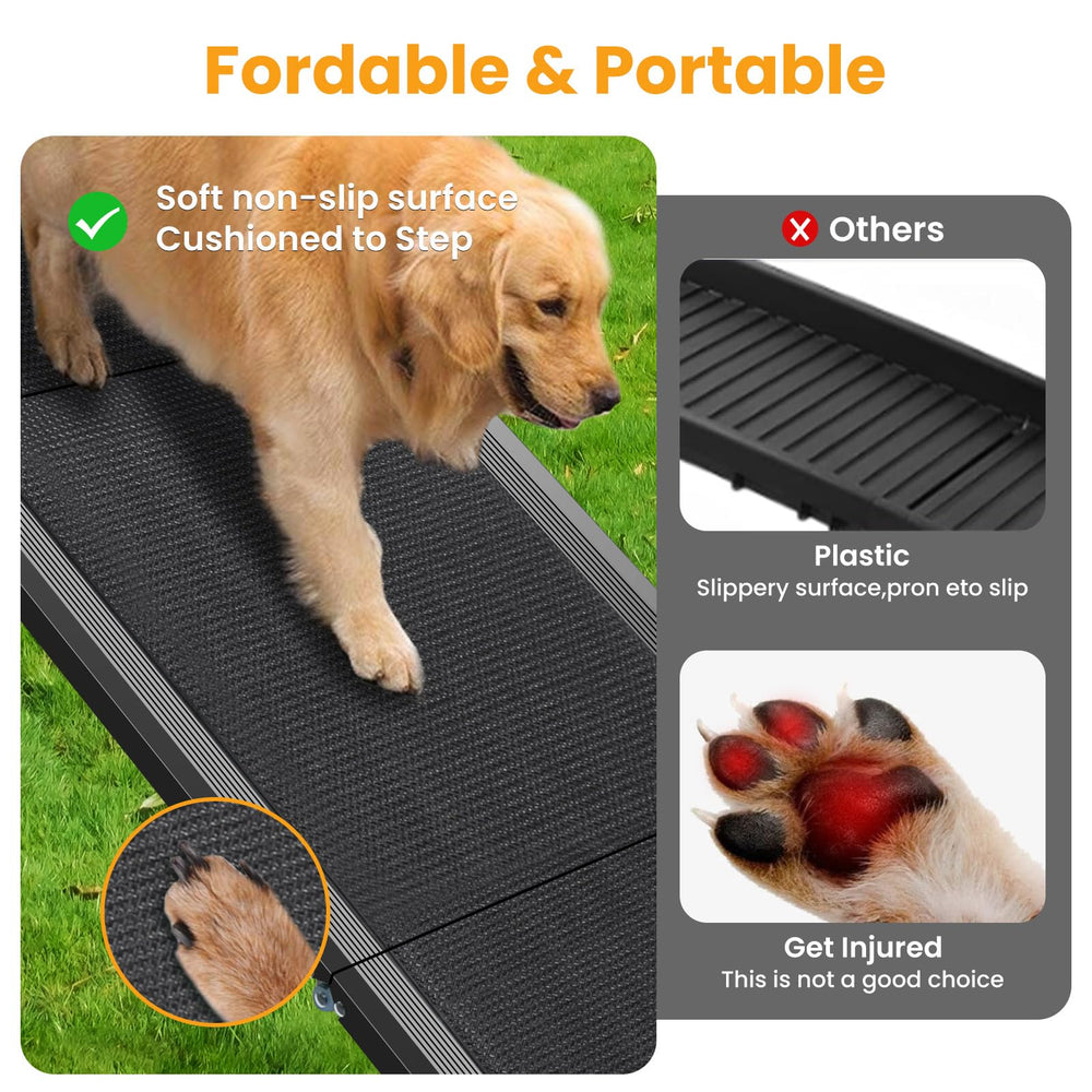 PALATALA dog ramp weight-capacity-250lbs supports large pets.