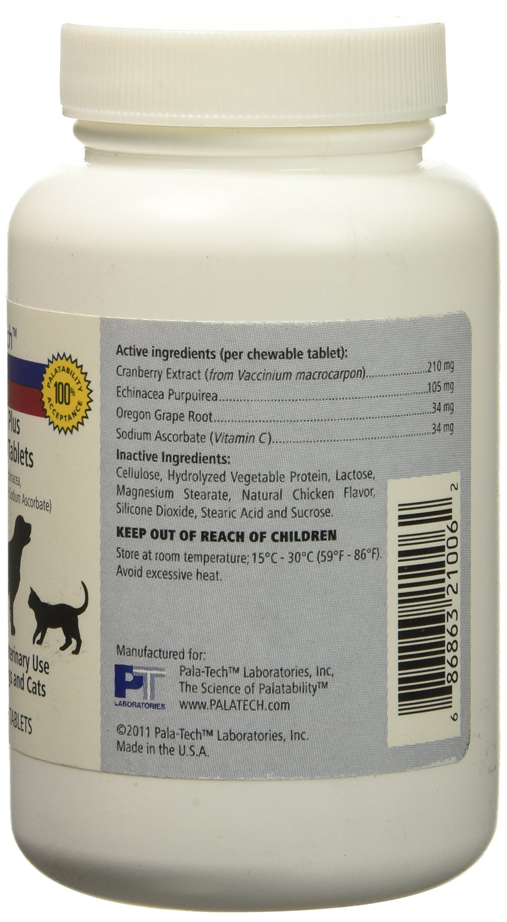 Pala Tech Cranberry Plus ingredients close-up with cranberry extract and echinacea for immune support.