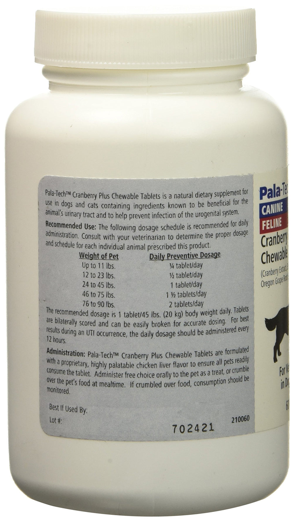 Pala Tech Cranberry Plus chewable tablet side view highlighting chicken liver flavor.