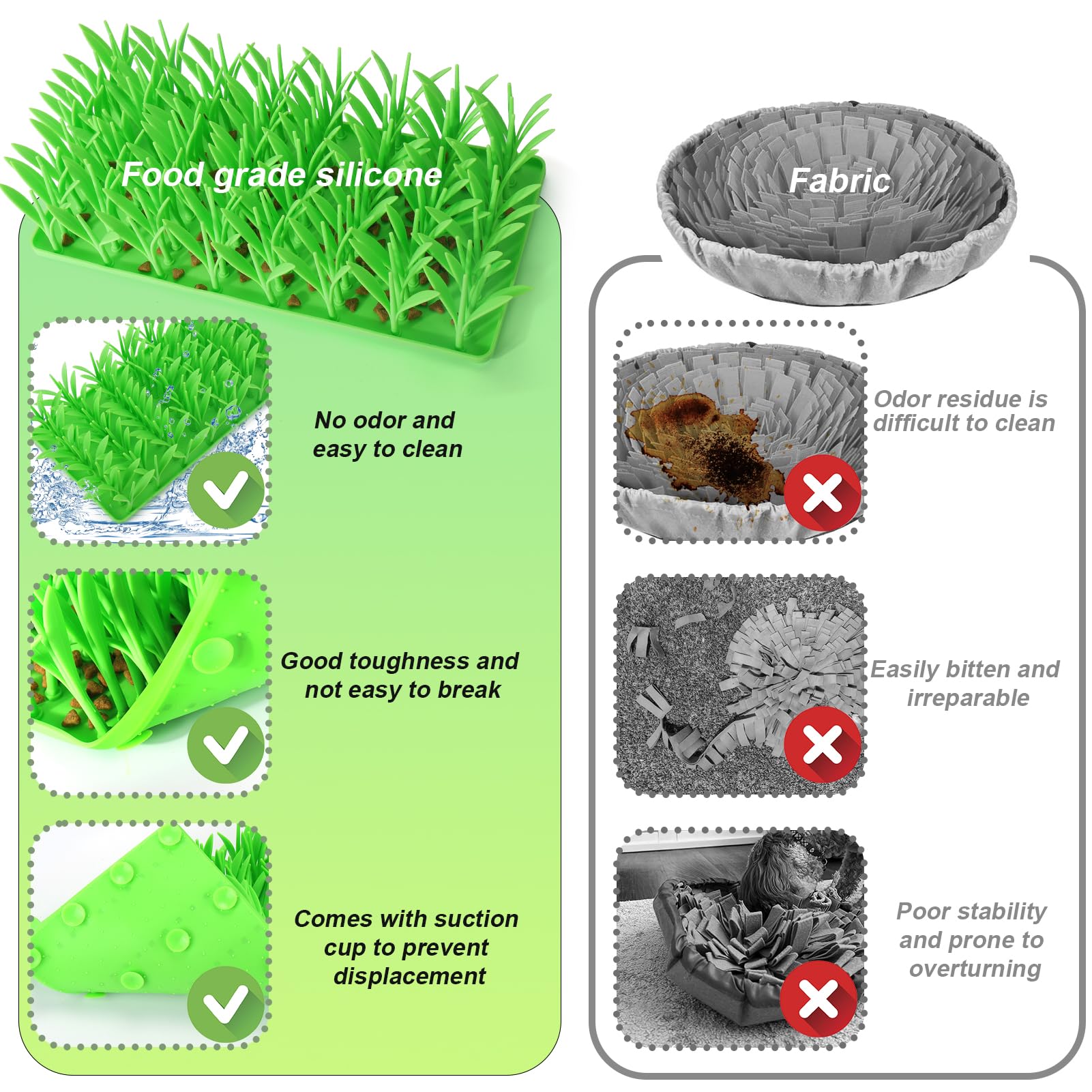 Palksky silicone grass mat cat 3D grass design promotes exploration and sniff-based play.
