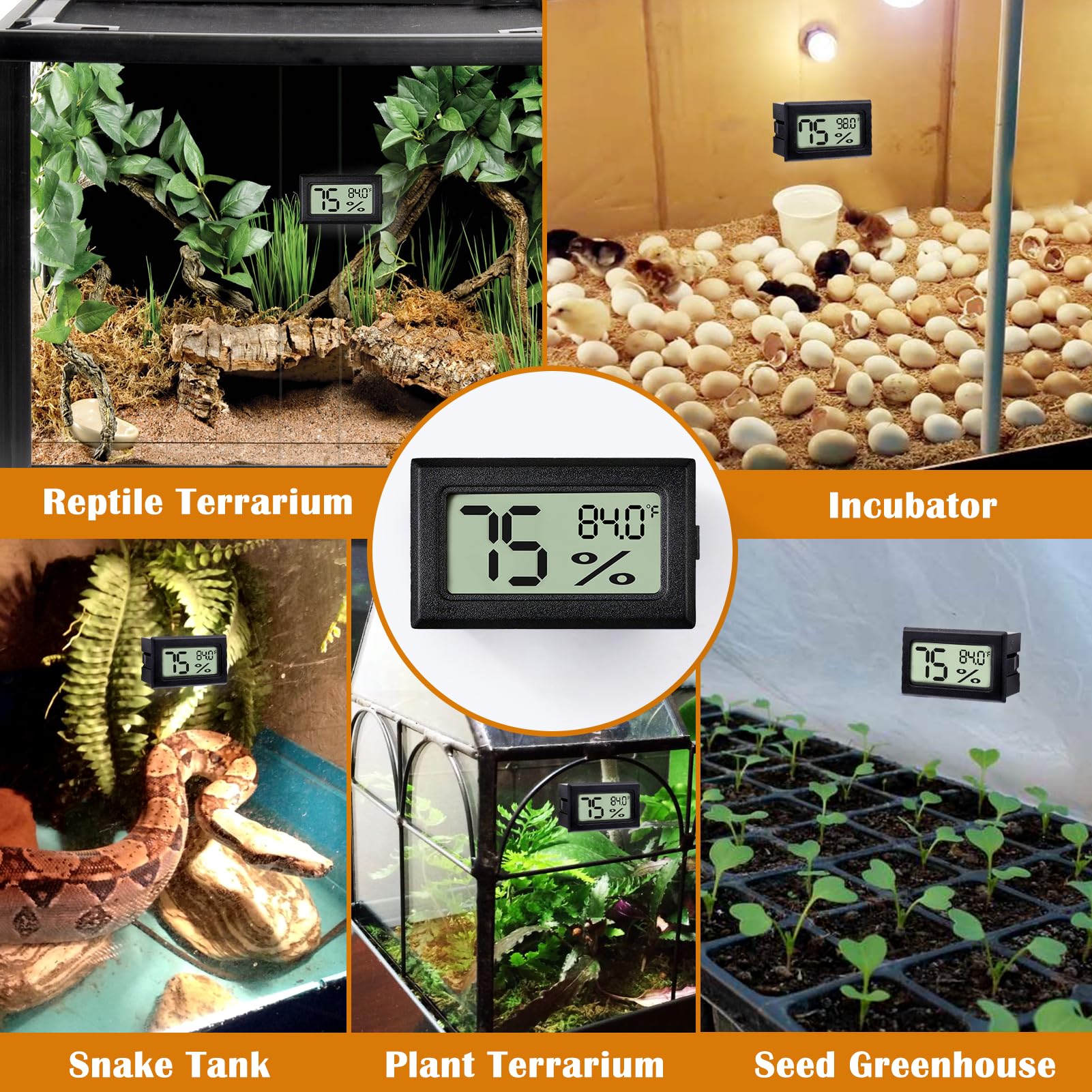 Palksky thermometer humidity gauge suitable for office and home reptile setups