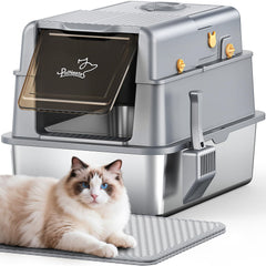 PalNests L7 Pro stainless steel litter box with lid—secure enclosure and odor control benefits.