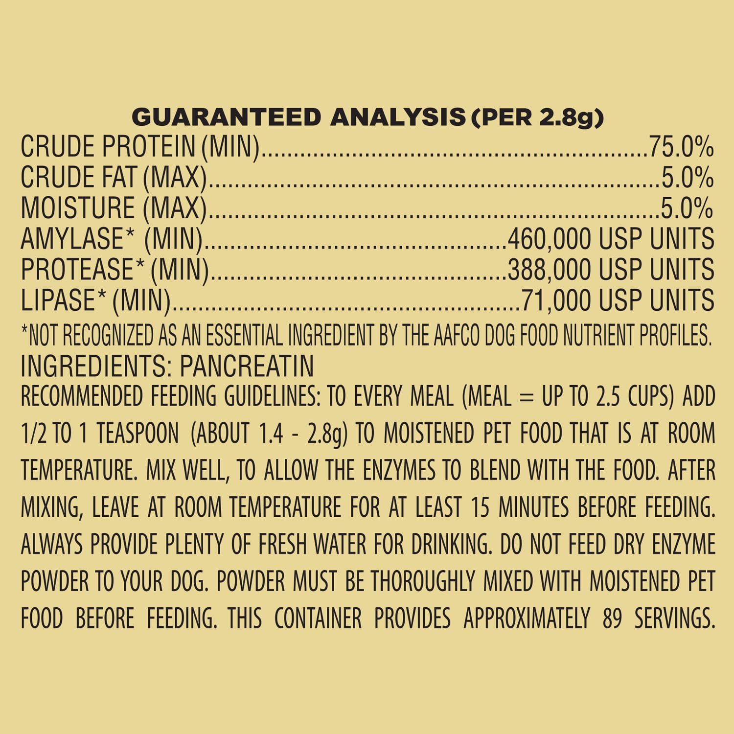 Pan-tenex acetone-free, dust-free formula keeps a clean feeding area.