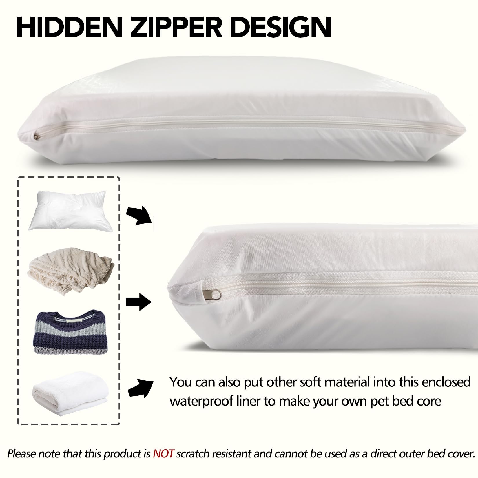 Panabana dog bed liner in use on a bed protecting the cushion.