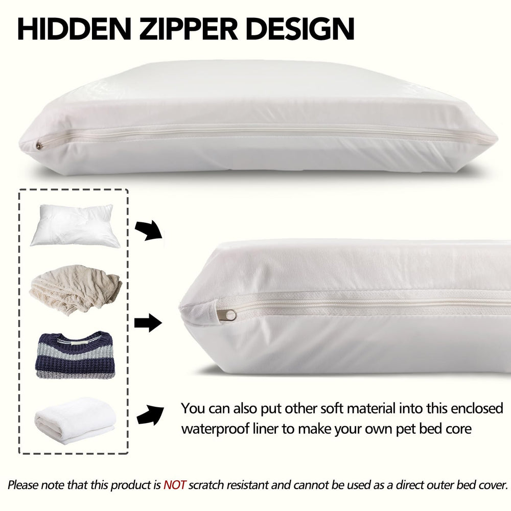 Panabana dog bed liner in use on a bed protecting the cushion.