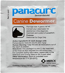 Panacur C 4-gram packet close-up for daily dosing option.