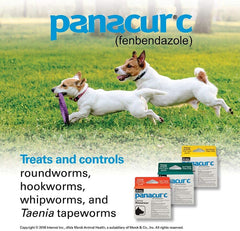 Panacur C box and sachets prepared for at-home deworming with pets.