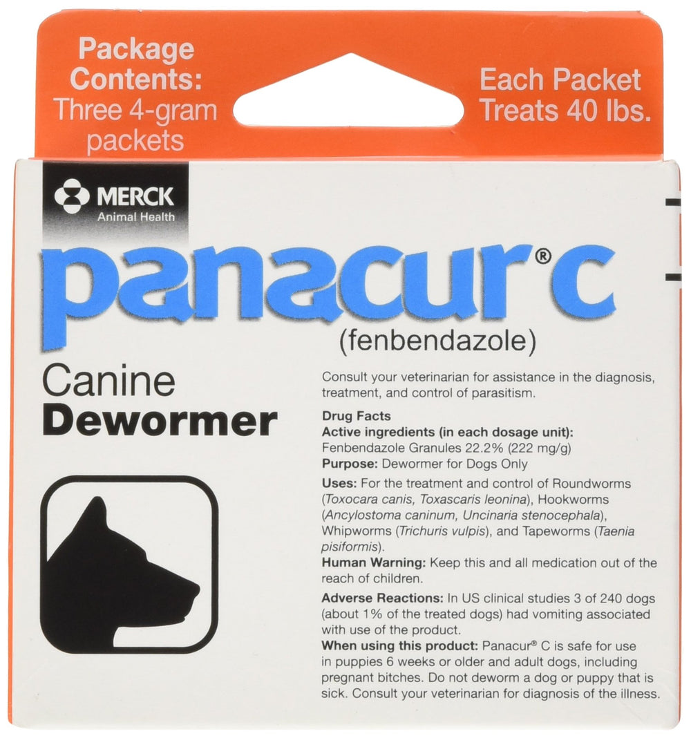 Panacur C packaging front shows parasite control for dogs.