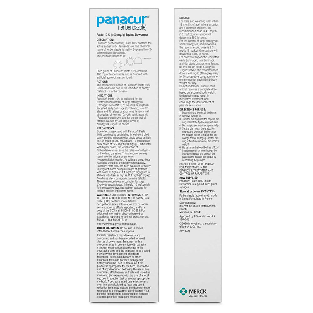 Panacur horse paste 3pack packaging for bulk seasonal deworming