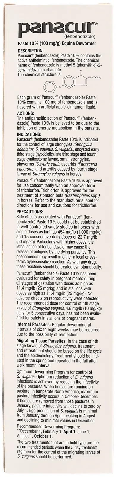 Panacur horse paste tubes inside box ready-to-use for care routines