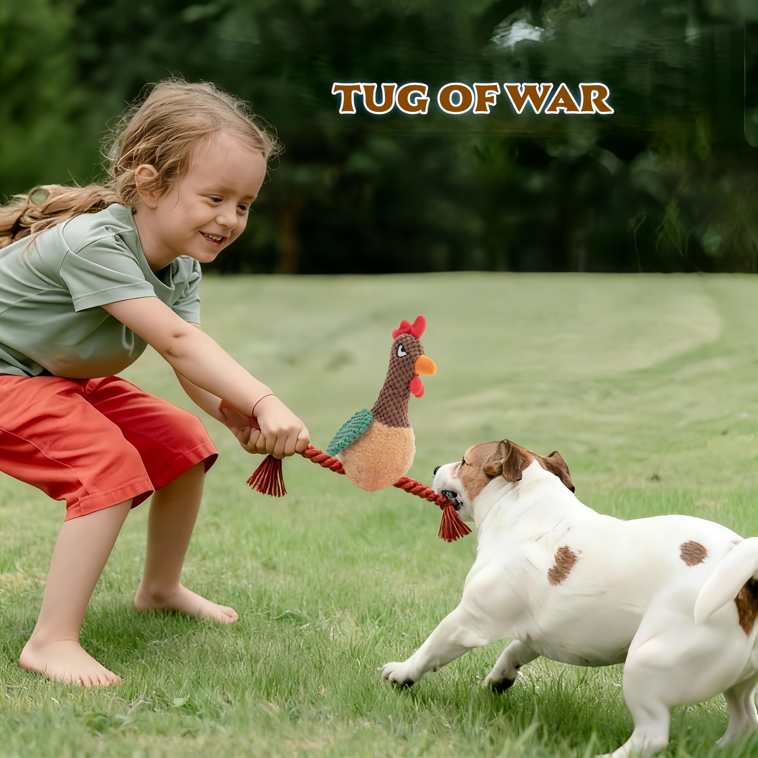 PandySarp plush chicken dog toy tug-action promotes bonding through safe, supervised play