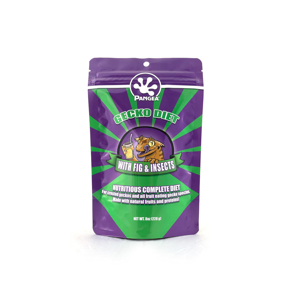 Pangea Fruit Mix Fig & Insects bottle shows convenient, protein-varied nutrition for crested geckos