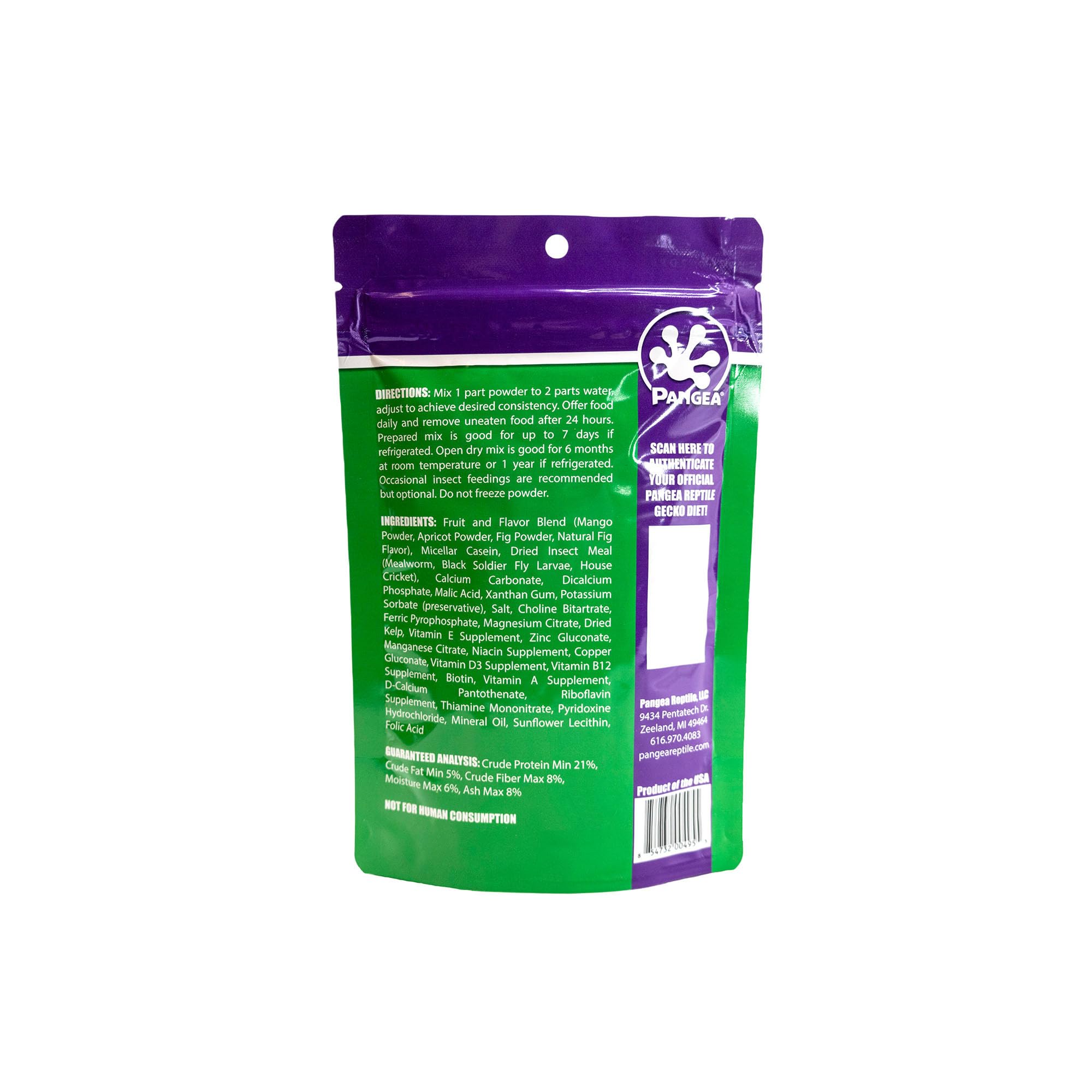 Pangea Fruit Mix Fig & Insects closeup-granules reveal texture and appealing morsels for geckos