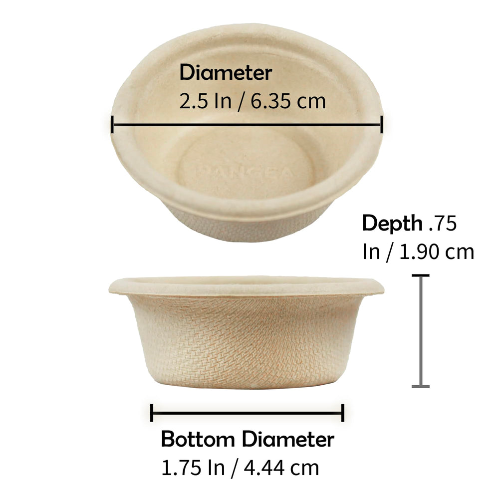 Pangea plant-fiber cup holds food and water securely for up to 48 hours