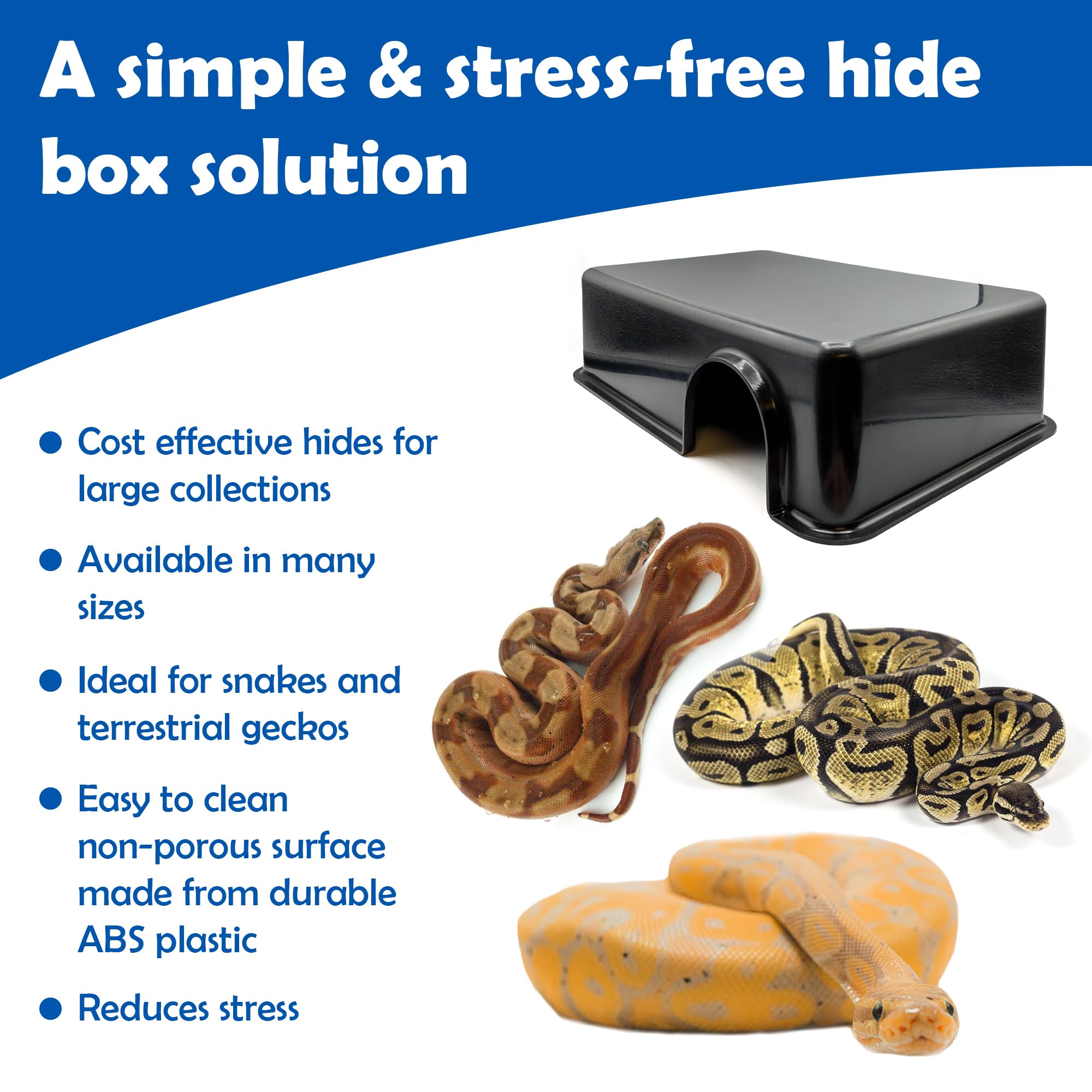 Pangea Reptile Hide Box durable plastic endures climbing and regular use.