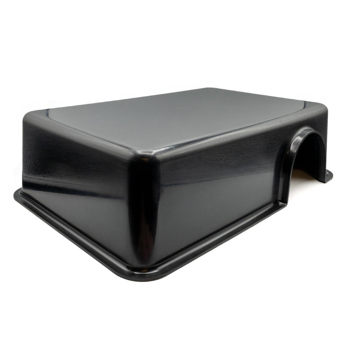 Pangea Reptile Hide Box front view demonstrates compact, space-saving design for terrariums.