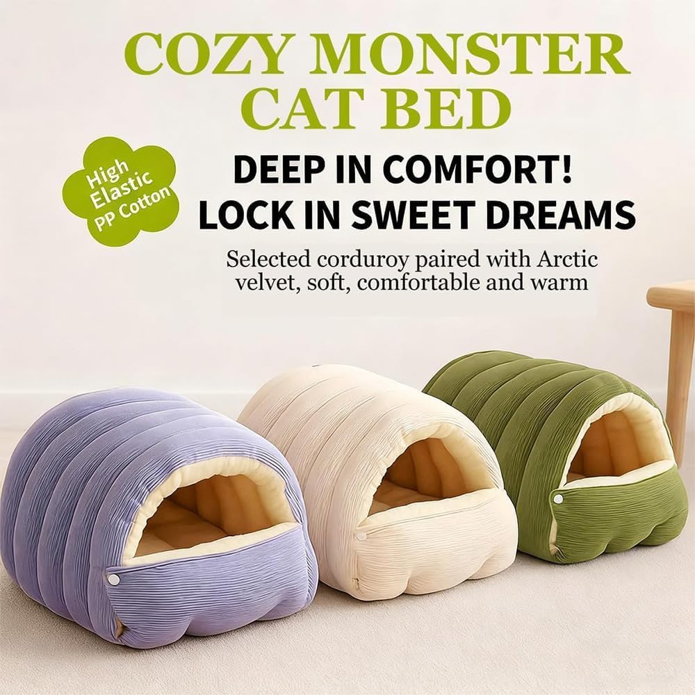 Panmall Large cozy monster bed supports cats or small dogs with plush nesting.