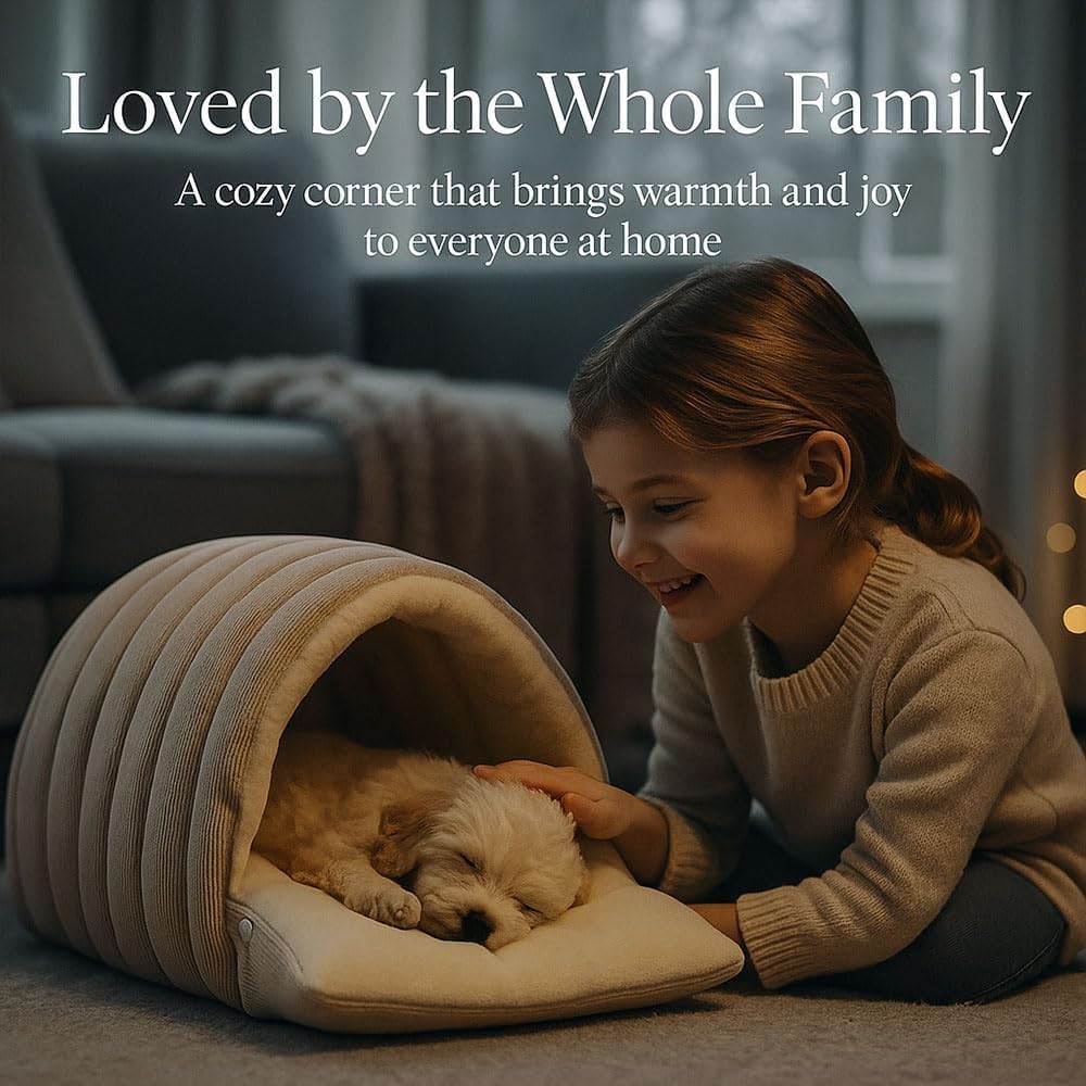 Panmall Cozy Cat Cave Bed includes pet hair remover for tidy homes